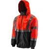 Hi-Viz Orange Bomber Jacket -Safety Gear World AVB hiviz bomber jacket front hood