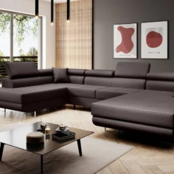 Designer Sofa Lago Mit Schlaf - Und Klappfunktion In Kunstleder -Safety Gear World Baidani220221CataniaSofaSoftis66side