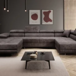 Designer Sofa Lago Mit Schlaf - Und Klappfunktion In Cord -Safety Gear World Baidani220221CataniaSofafrontPoso006brown