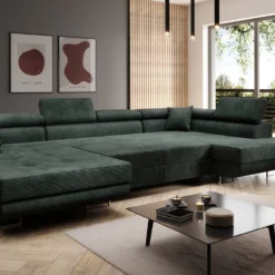 Designer Sofa Lago Mit Schlaf - Und Klappfunktion In Cord -Safety Gear World Baidani220221CataniaSofafunction1Poso014green