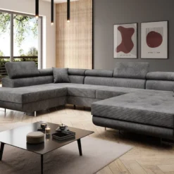 Designer Sofa Lago Mit Schlaf - Und Klappfunktion In Cord -Safety Gear World Baidani220221CataniaSofasidePoso055lightgrey