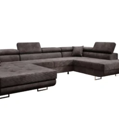 Designer Sofa Lago Mit Schlaf - Und Klappfunktion In Cord -Safety Gear World Baidani220221CataniaSofawhitebackgroundPoso006brown