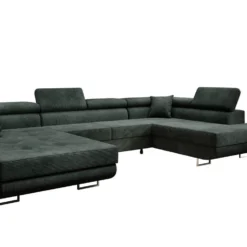 Designer Sofa Lago Mit Schlaf - Und Klappfunktion In Cord -Safety Gear World Baidani220221CataniaSofawhitebackgroundPoso014green