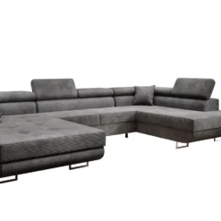 Designer Sofa Lago Mit Schlaf - Und Klappfunktion In Cord -Safety Gear World Baidani220221CataniaSofawhitebackgroundPoso055lightgrey