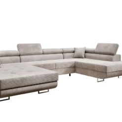 Designer Sofa Lago Mit Schlaf - Und Klappfunktion In Cord -Safety Gear World Baidani220221CataniaSofawhitebackgroundPoso38beige