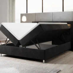 Boxspringbett Troja Mit RGB, USB Und Stauraum -Safety Gear World Baidani230209TeserobedVelvetblackfunction2