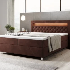 Boxspringbett Troja Mit RGB, USB Und Stauraum -Safety Gear World Baidani230209TeserobedVelvetbrownside