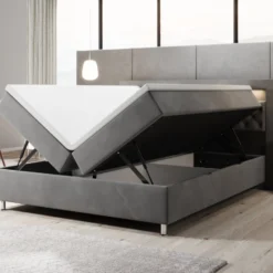 Boxspringbett Troja Mit RGB, USB Und Stauraum -Safety Gear World Baidani230209TeserobedVelvetgreyfunction2