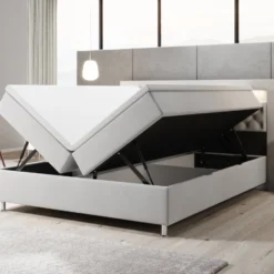 Boxspringbett Troja Mit RGB, USB Und Stauraum -Safety Gear World Baidani230209TeserobedVelvetwhitefunction2