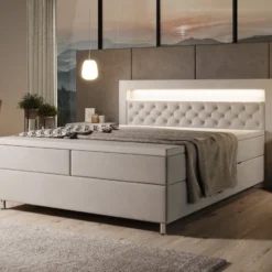 Boxspringbett Troja Mit RGB, USB Und Stauraum -Safety Gear World Baidani230209TeserobednightVelvetwhitenight