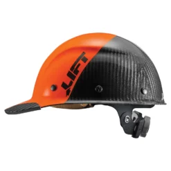 DAX Fifty 50 Carbon Fiber Cap -Safety Gear World HDF50C 19OC dax cap carbon fiber hiviz orange lux left side