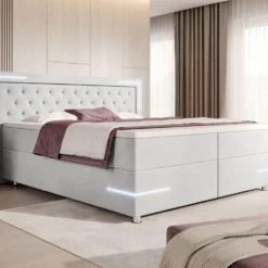 Boxspringbett Carlotta Mit LED, Stauraum Und USB (Samt) -Safety Gear World boxspringbett carlotta mit led stauraum und usb samt 753243