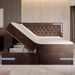 Boxspringbett Carlotta Mit LED, Stauraum Und USB (Samt) -Safety Gear World boxspringbett carlotta mit led stauraum und usb samt 776582