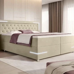 Boxspringbett Carlotta Mit LED, Stauraum Und USB (Samt) -Safety Gear World boxspringbett carlotta mit led stauraum und usb samt 988895