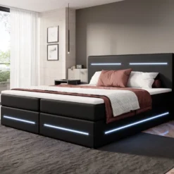 Boxspringbett Evelyn Mit Stauraum Und LED (Kunstleder)