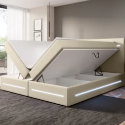 Boxspringbett Evelyn Mit Stauraum Und LED (Kunstleder) -Safety Gear World boxspringbett evelyn mit stauraum und led kunstleder 393327