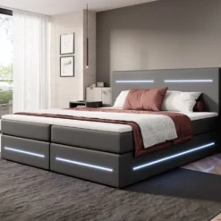 Boxspringbett Evelyn Mit Stauraum Und LED (Kunstleder) -Safety Gear World boxspringbett evelyn mit stauraum und led kunstleder 506682