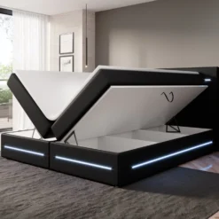 Boxspringbett Evelyn Mit Stauraum Und LED (Kunstleder) -Safety Gear World boxspringbett evelyn mit stauraum und led kunstleder 528819