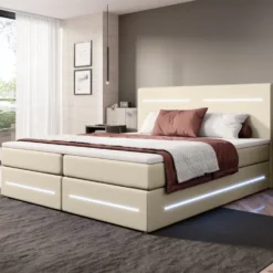 Boxspringbett Evelyn Mit Stauraum Und LED (Kunstleder) -Safety Gear World boxspringbett evelyn mit stauraum und led kunstleder 652435