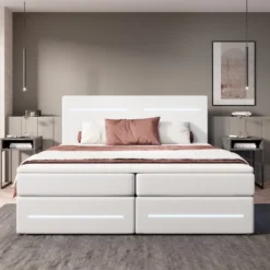Boxspringbett Evelyn Mit Stauraum Und LED (Kunstleder) -Safety Gear World boxspringbett evelyn mit stauraum und led kunstleder 859147