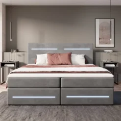 Boxspringbett Lara Mit Stauraum Und LED (Samt) -Safety Gear World boxspringbett lara mit stauraum und led samt 267589