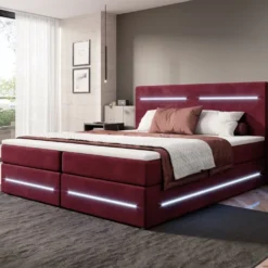 Boxspringbett Lara Mit Stauraum Und LED (Samt) -Safety Gear World boxspringbett lara mit stauraum und led samt 513818