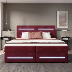 Boxspringbett Lara Mit Stauraum Und LED (Samt) -Safety Gear World boxspringbett lara mit stauraum und led samt 516335