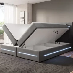 Boxspringbett Lara Mit Stauraum Und LED (Samt) -Safety Gear World boxspringbett lara mit stauraum und led samt 520645