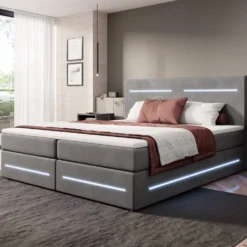 Boxspringbett Lara Mit Stauraum Und LED (Samt) -Safety Gear World boxspringbett lara mit stauraum und led samt 764868