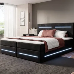 Boxspringbett Lara Mit Stauraum Und LED (Samt) -Safety Gear World boxspringbett lara mit stauraum und led samt 943303