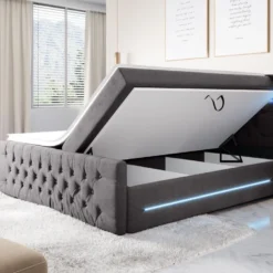 Boxspringbett Moonlight Mit LED, USB Und Stauraum -Safety Gear World boxspringbett moonlight mit led usb und stauraum 180404