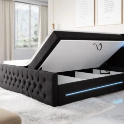 Boxspringbett Moonlight Mit LED, USB Und Stauraum -Safety Gear World boxspringbett moonlight mit led usb und stauraum 239971