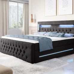 Boxspringbett Moonlight Mit LED, USB Und Stauraum -Safety Gear World boxspringbett moonlight mit led usb und stauraum 628963