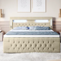 Boxspringbett Moonlight Mit LED, USB Und Stauraum -Safety Gear World boxspringbett moonlight mit led usb und stauraum 649485
