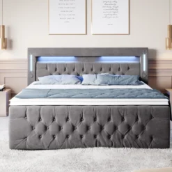 Boxspringbett Moonlight Mit LED, USB Und Stauraum -Safety Gear World boxspringbett moonlight mit led usb und stauraum 719675