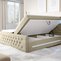 Boxspringbett Moonlight Mit LED, USB Und Stauraum -Safety Gear World boxspringbett moonlight mit led usb und stauraum 800339