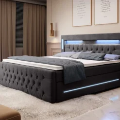 Boxspringbett Moonlight Mit LED, USB Und Stauraum -Safety Gear World boxspringbett moonlight mit led usb und stauraum 941127