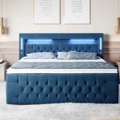 Boxspringbett Moonlight Mit LED, USB Und Stauraum -Safety Gear World boxspringbett moonlight mit led usb und stauraum 970729