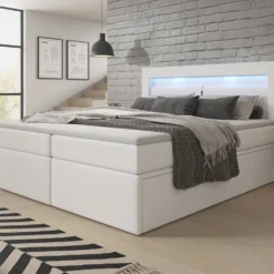 Boxspringbett Rinori Mit LED, USB Und Stauraum -Safety Gear World boxspringbett rinori mit led usb und stauraum 314573