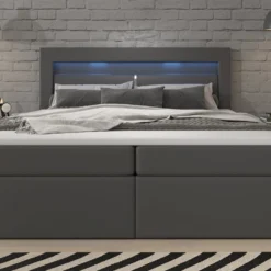 Boxspringbett Rinori Mit LED, USB Und Stauraum -Safety Gear World boxspringbett rinori mit led usb und stauraum 347137