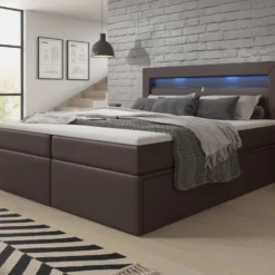 Boxspringbett Rinori Mit LED, USB Und Stauraum -Safety Gear World boxspringbett rinori mit led usb und stauraum 718665