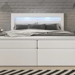 Boxspringbett Rinori Mit LED, USB Und Stauraum -Safety Gear World boxspringbett rinori mit led usb und stauraum 757545