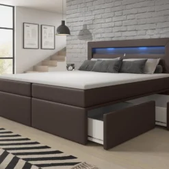 Boxspringbett Rinori Mit LED, USB Und Stauraum -Safety Gear World boxspringbett rinori mit led usb und stauraum 928729