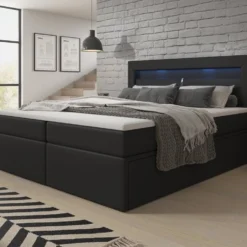 Boxspringbett Rinori Mit LED, USB Und Stauraum -Safety Gear World boxspringbett rinori mit led usb und stauraum 979539