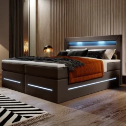 Boxspringbett Sevilla Mit LED Und Stauraum -Safety Gear World boxspringbett sevilla mit led und stauraum 131861