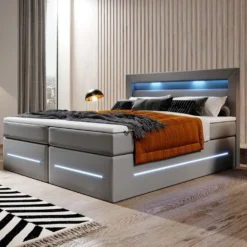Boxspringbett Sevilla Mit LED Und Stauraum -Safety Gear World boxspringbett sevilla mit led und stauraum 232252