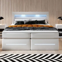 Boxspringbett Sevilla Mit LED Und Stauraum -Safety Gear World boxspringbett sevilla mit led und stauraum 251067