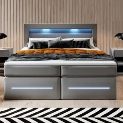 Boxspringbett Sevilla Mit LED Und Stauraum -Safety Gear World boxspringbett sevilla mit led und stauraum 300050