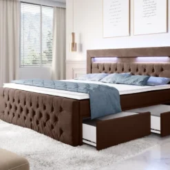 Boxspringbett Sunshine Mit Indirekter Beleuchtung, USB Und Stauraum -Safety Gear World boxspringbett sunshine mit indirekter beleuchtung usb und stauraum 207909