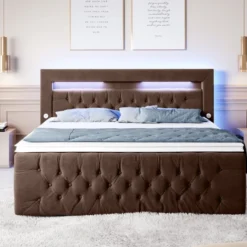 Boxspringbett Sunshine Mit Indirekter Beleuchtung, USB Und Stauraum -Safety Gear World boxspringbett sunshine mit indirekter beleuchtung usb und stauraum 345068